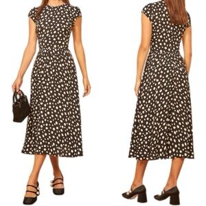 Reformation Black and White Polka Dot Midi Dress